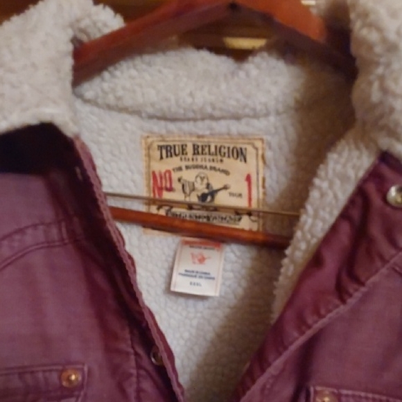 TRUE RELIGION JIMMY SHERPA SIZE XXL..BURGANDY CORD N SHERPA LOOK - Picture 2 of 5